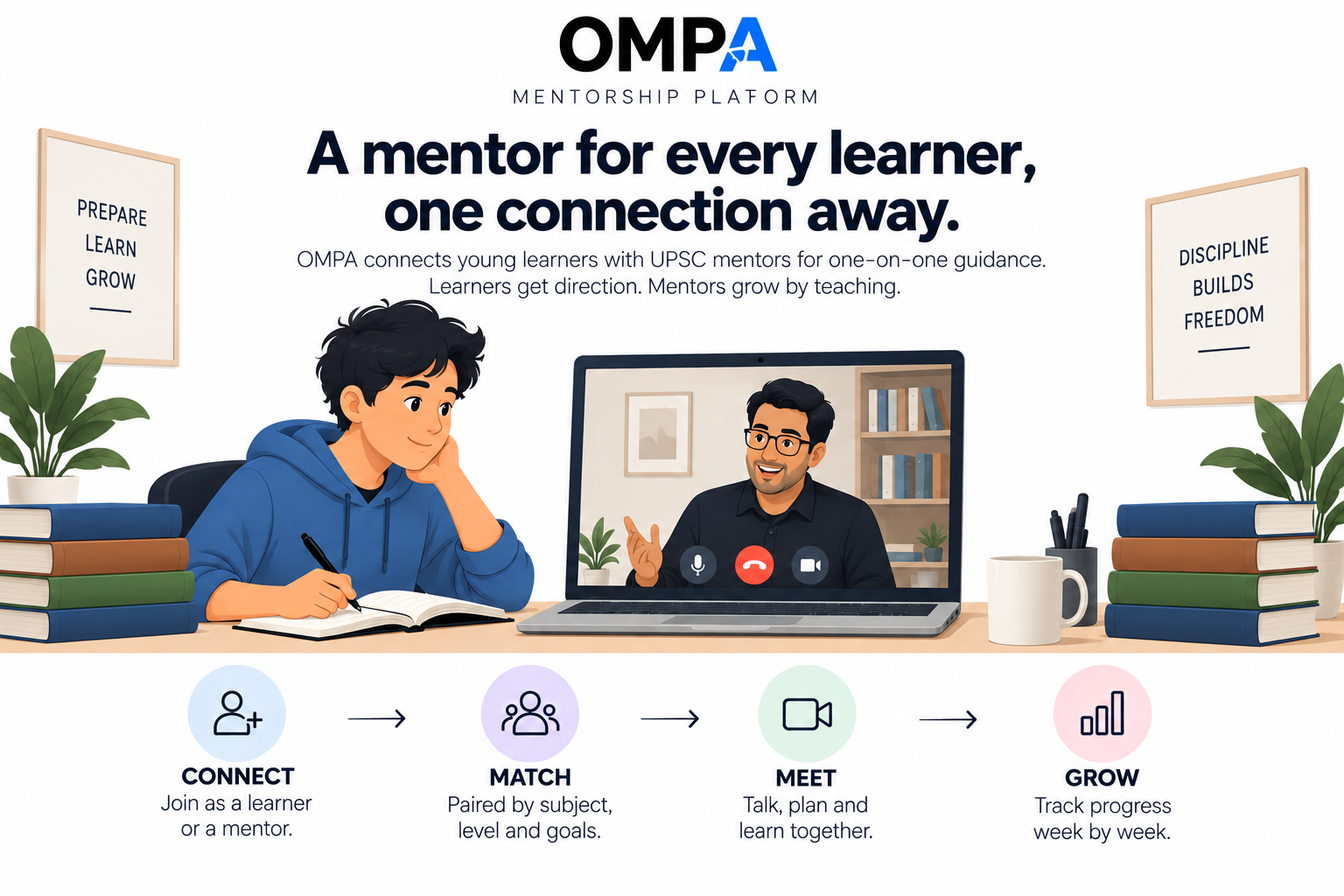 OMPA explained — connect, match, meet and grow: a mentor for every learner, one connection away